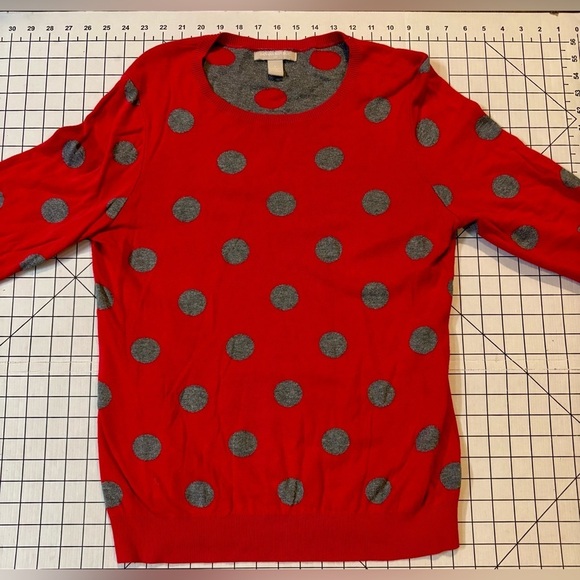 Banana Republic Sweaters - Banana Republic Women’s Size Large‎ Red/Grey Polka Dot Sweater